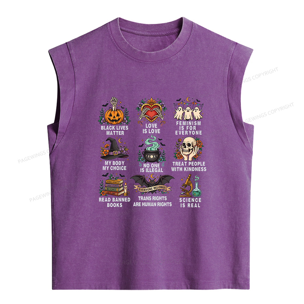 Pagewings Inclusive Halloween Women's Washed Tank Top