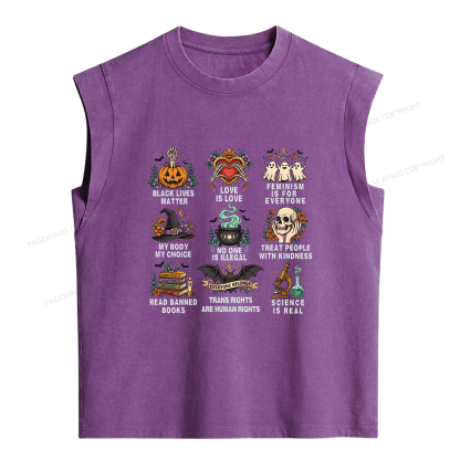 Pagewings Inclusive Halloween Women's Washed Tank Top