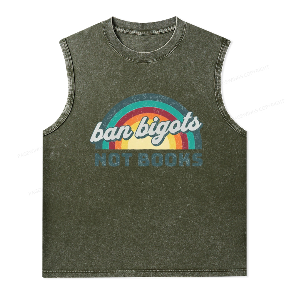 Pagewings Ban Bigots Not Books Unisex Washed Tank Top