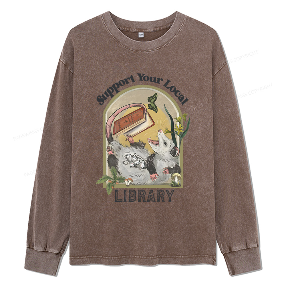 Pagewings Library Readers Make Leaders Jersey Unisex Washed Long Sleeve T-shirt