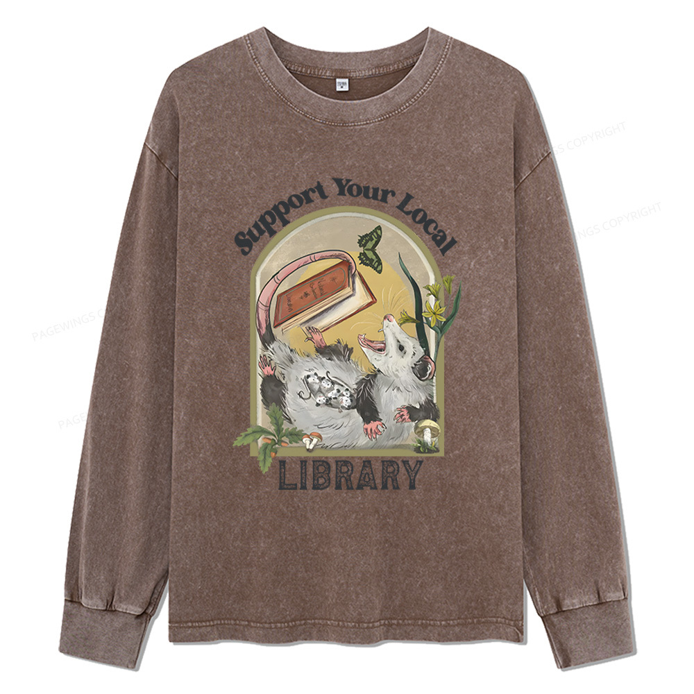 Pagewings Library Readers Make Leaders Jersey Unisex Washed Long Sleeve T-shirt