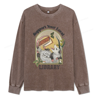 Pagewings Library Readers Make Leaders Jersey Unisex Washed Long Sleeve T-shirt