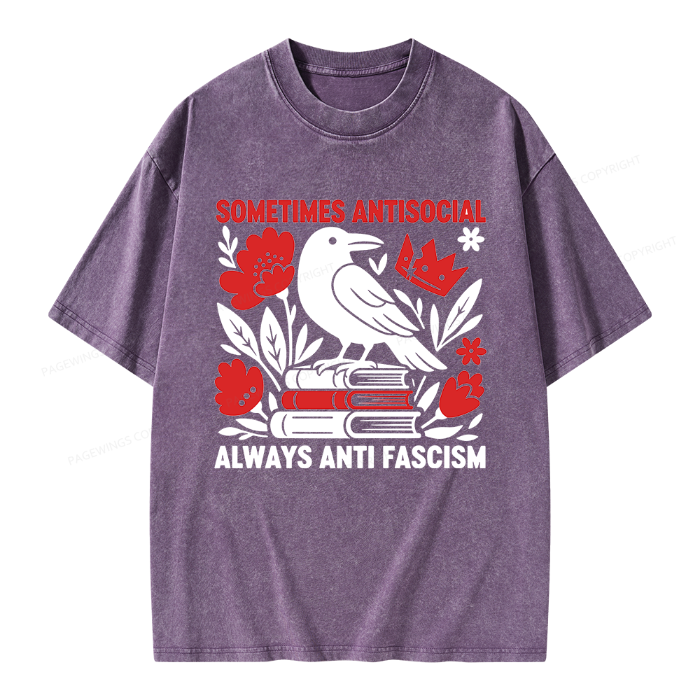 Pagewings Anti Fascism Unisex Washed T-shirt