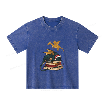 Pagewings Dragons Christmas Unisex Kids Washed T-shirt