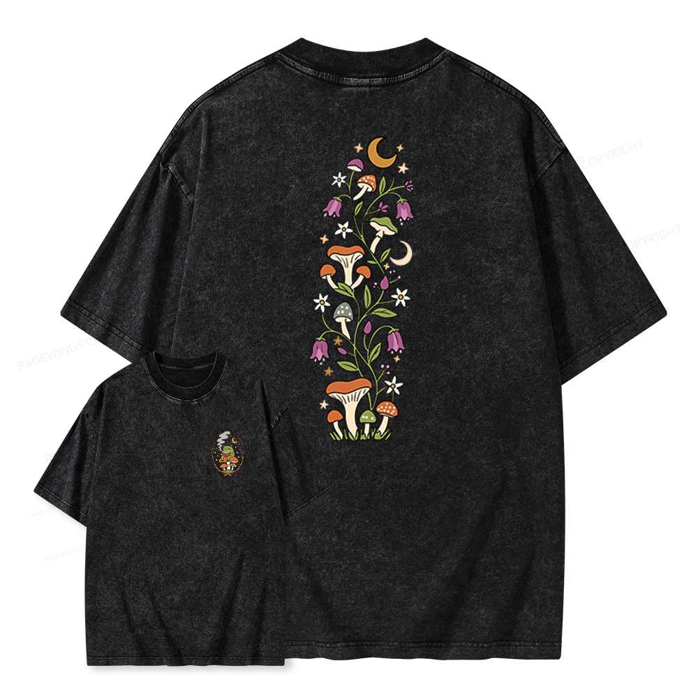 Pagewings Mushroom Frog Unisex Washed T-shirt