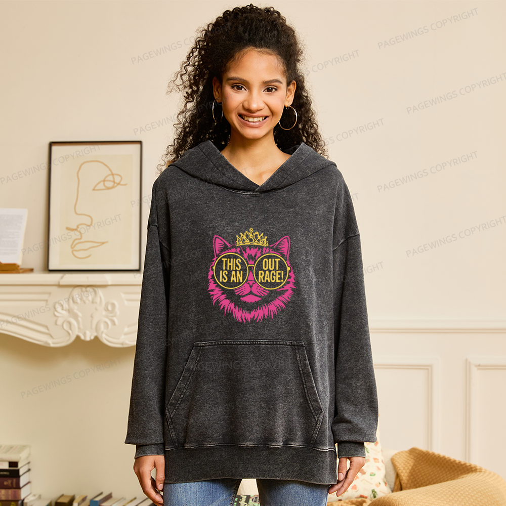 Pagewings This is an Outrage Unisex Washed Hoodie