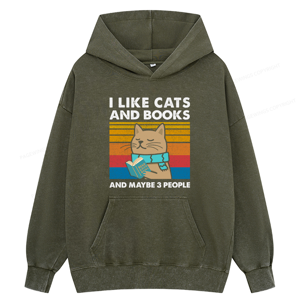 Pagewings Like Book And Maybe 3 People Unisex Washed Hoodie