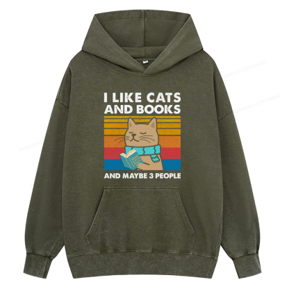 Pagewings Like Book And Maybe 3 People Unisex Washed Hoodie