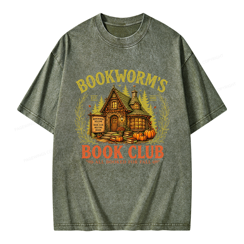 Pagewings Bookworm's Book Club Unisex Washed T-shirt