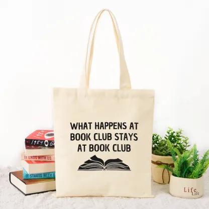 Pagewings What Happens At Book Club Stays At Book Club Tote Bag