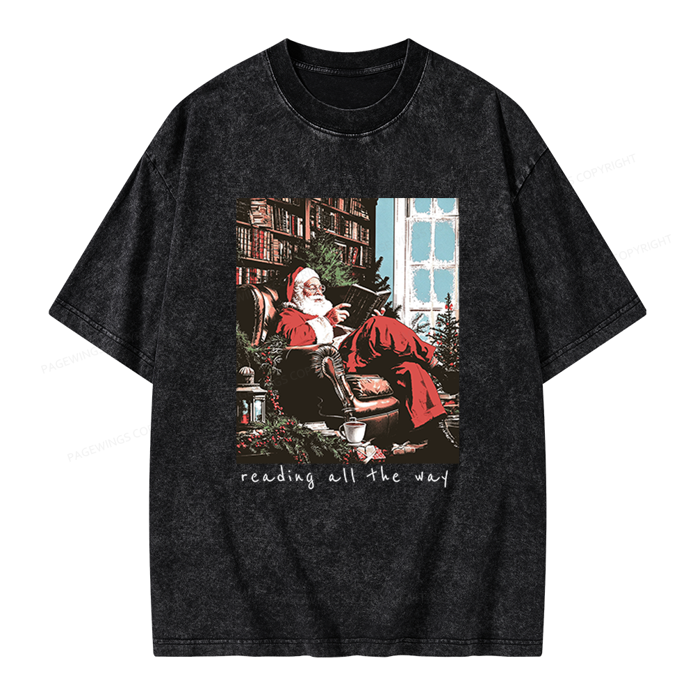Pagewings Bookish Christmas Unisex Washed T-shirt
