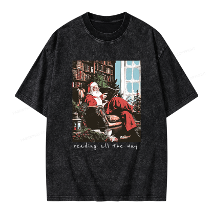 Pagewings Bookish Christmas Unisex Washed T-shirt