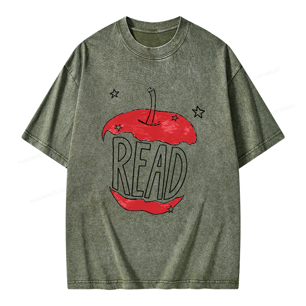 Pagewings Read Apple Unisex Washed T-shirt