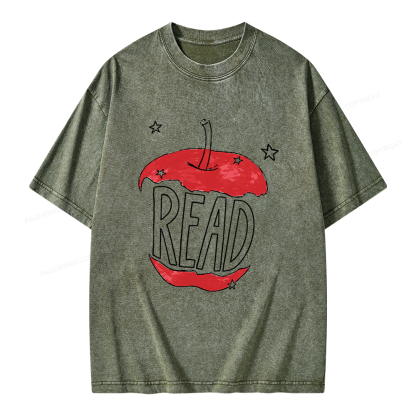 Pagewings Read Apple Unisex Washed T-shirt