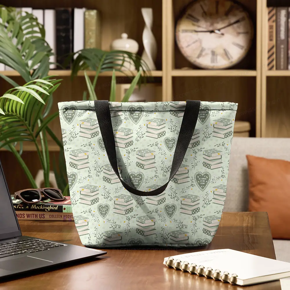 Pagewings All Booked Up For Spring Large Zippered Tote Bag