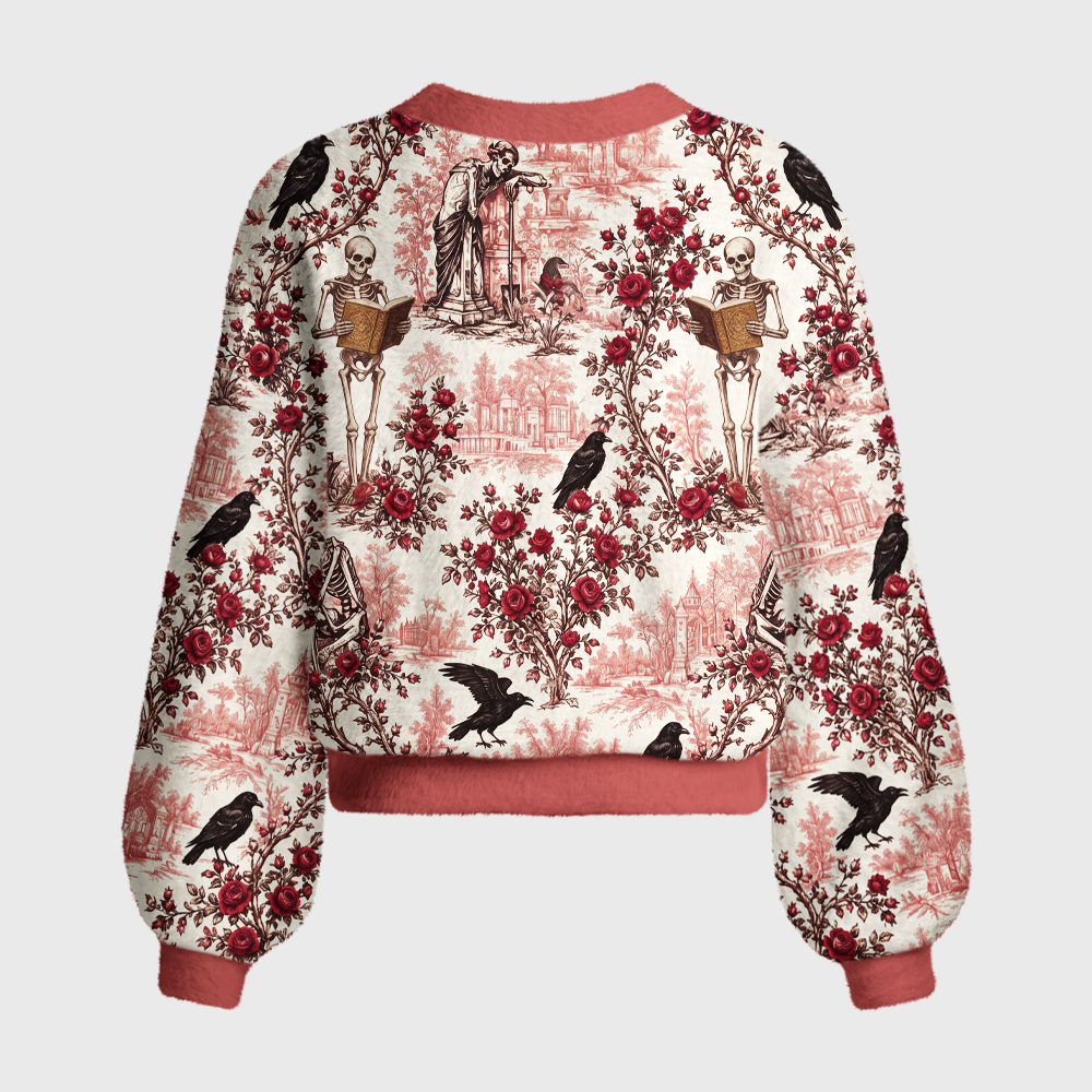 Pagewings Skull Reader Women's Cardigan Sweater