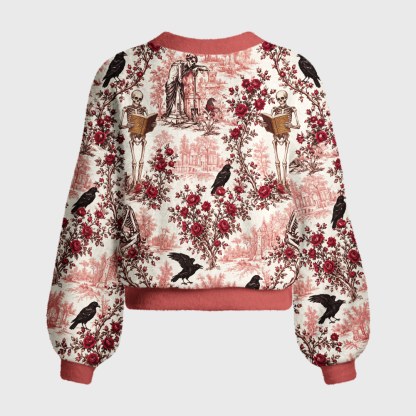 Pagewings Skull Reader Women's Cardigan Sweater