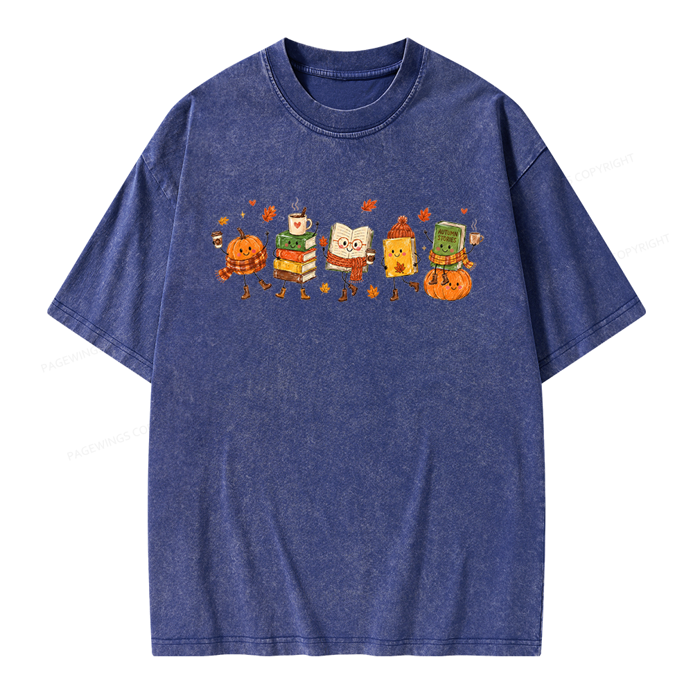 Pagewings All Booked For Fall Unisex Washed T-shirt