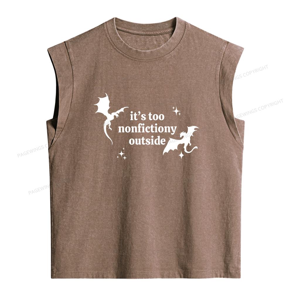 Pagewings It’s Too Nonfictiony Outside Women's Washed Tank Top