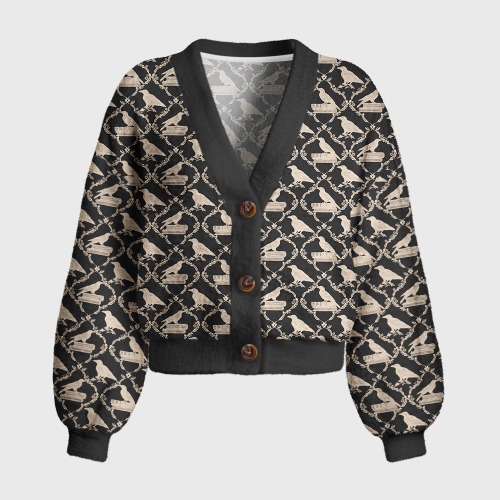 Pagewings Reading Crow Women's Cardigan Sweater