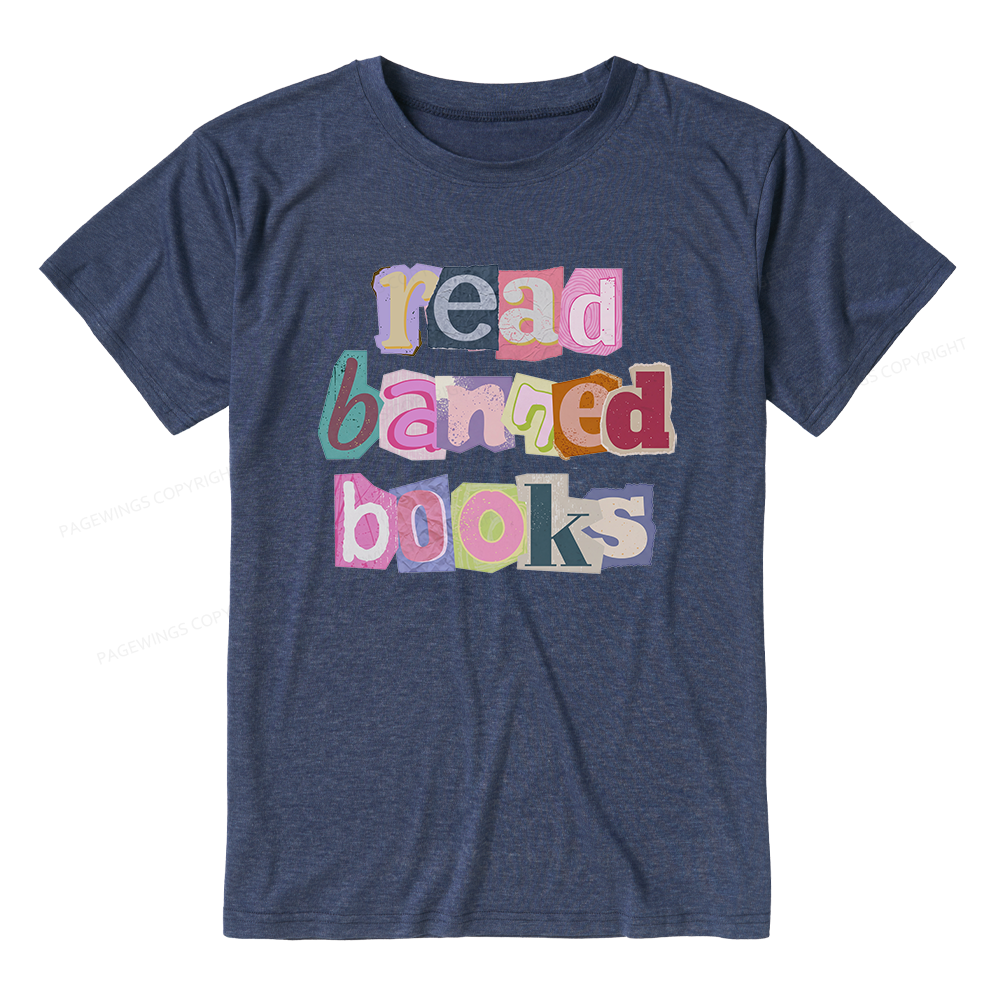 Pagewings Read Banned Books Unisex Heather T-Shirt