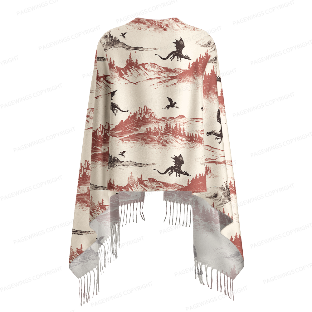 Pagewings Fantasy Bookish Long Fringe Scarf 