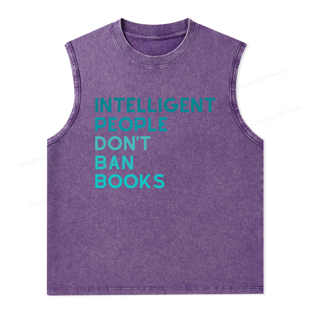 Pagewings Intelligent People Don't Ban Books Unisex Washed Tank Top