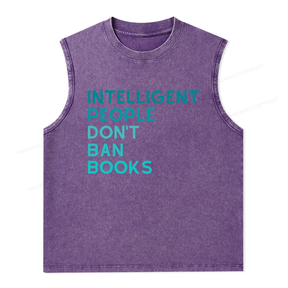 Pagewings Intelligent People Don't Ban Books Unisex Washed Tank Top
