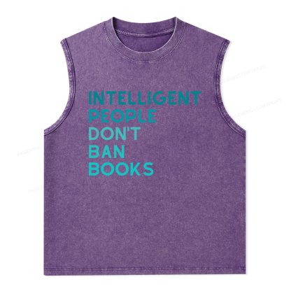 Pagewings Intelligent People Don't Ban Books Unisex Washed Tank Top