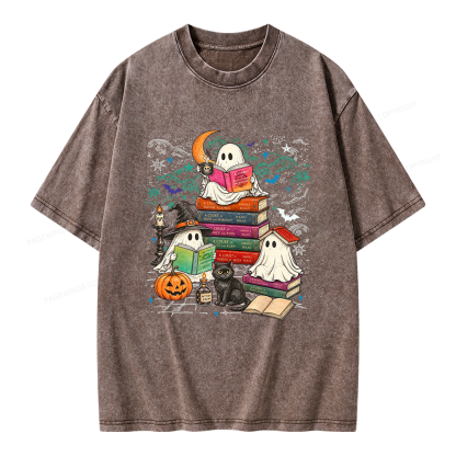 Pagewings Fantasy Ghost Reader Unisex Washed T-shirt