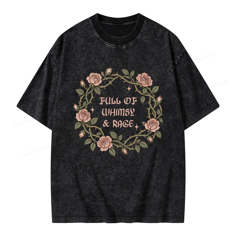 Pagewings Full of Whimsy and Rage Unisex Washed T-shirt