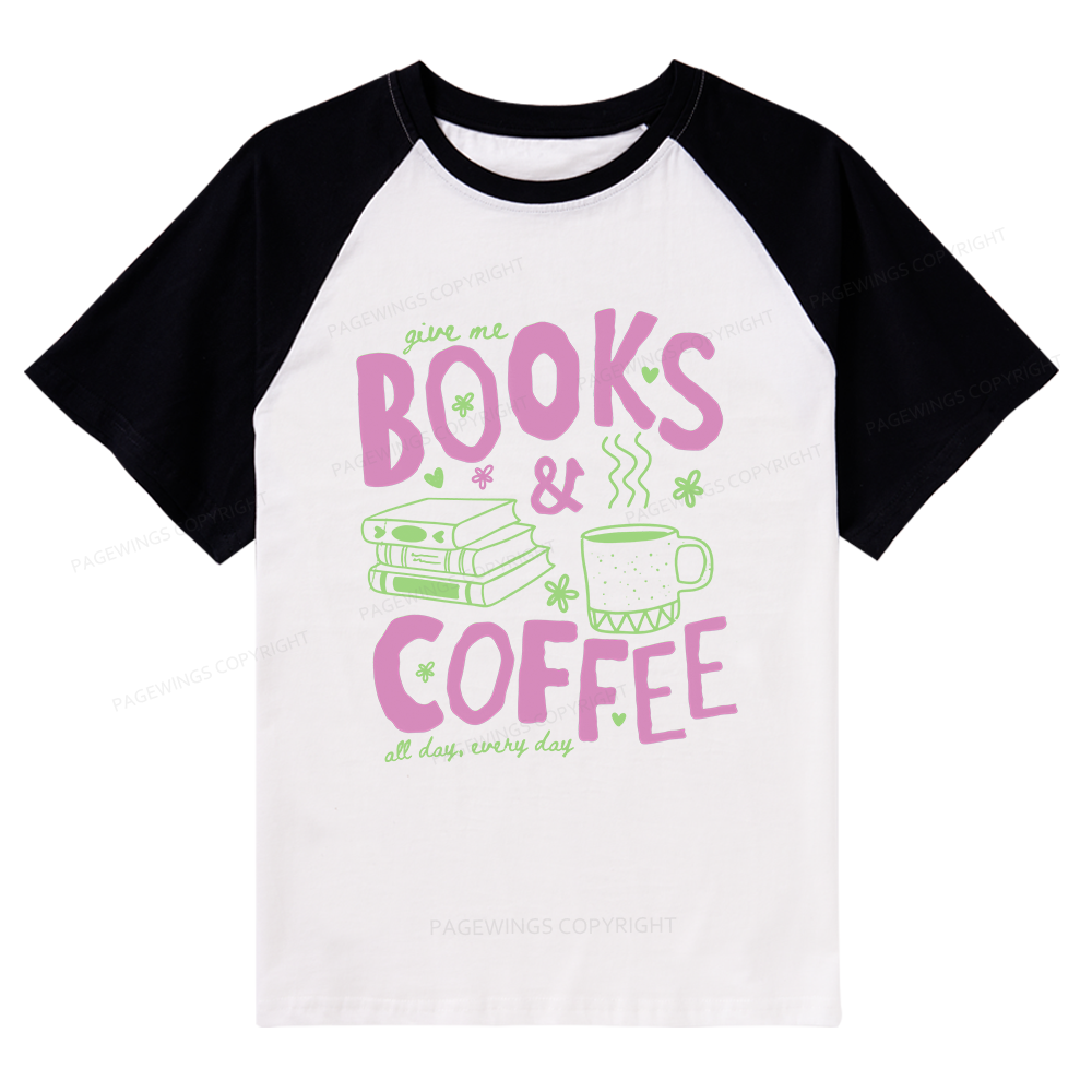 Pagewings Books and Coffee Raglan T-shirt