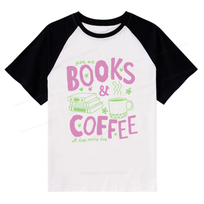 Pagewings Books and Coffee Raglan T-shirt