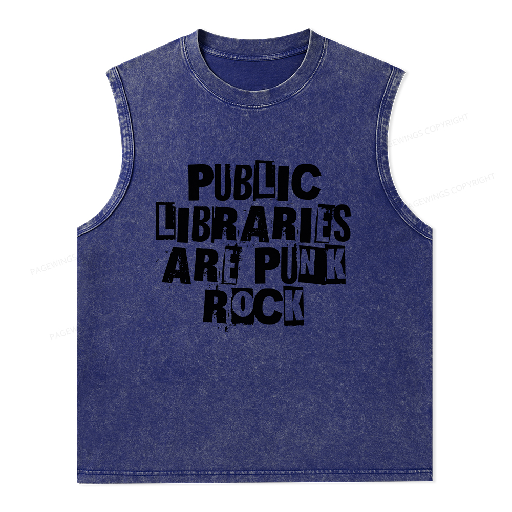 Pagewings Public Libraries Are Punk Rock Unisex Washed Tank Top