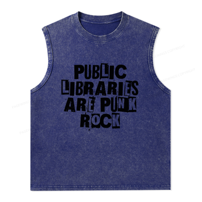 Pagewings Public Libraries Are Punk Rock Unisex Washed Tank Top