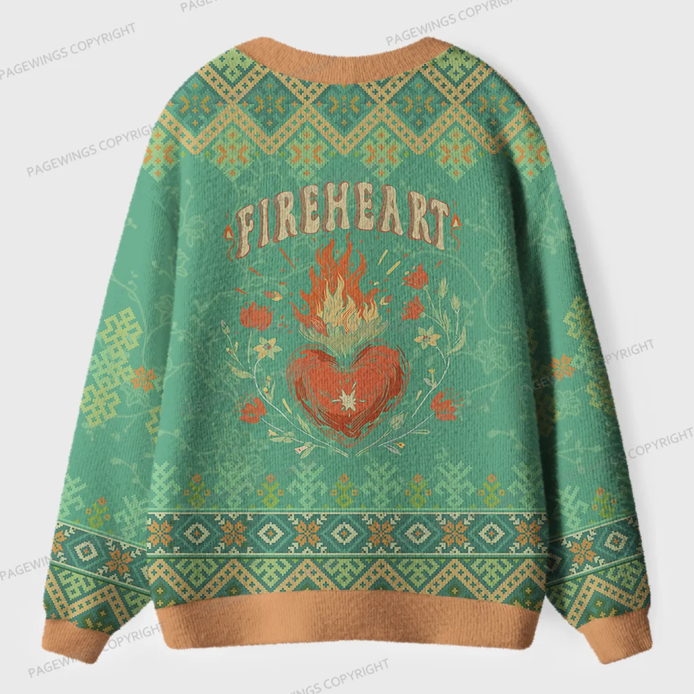 Pagewings Fireheart Unisex Ugly Cardigan Sweaters