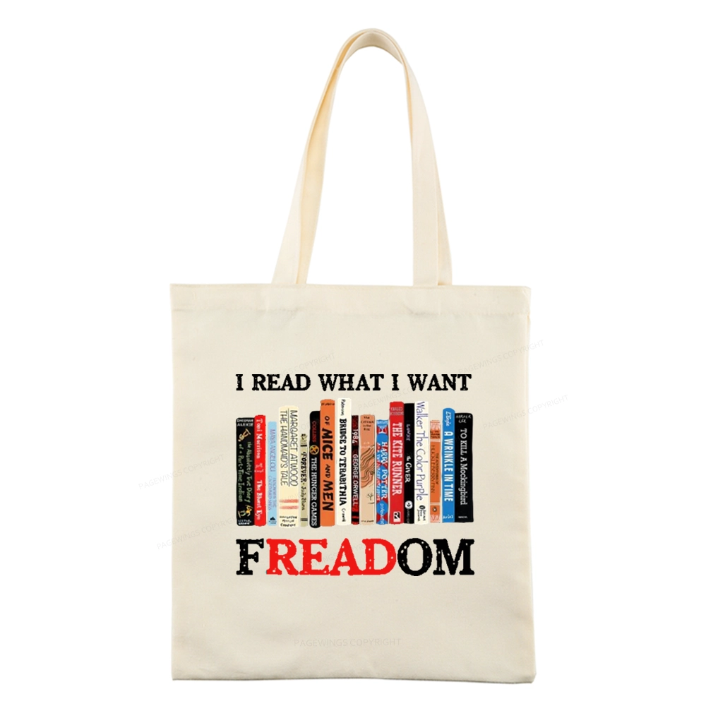 Pagewings I Read What I Want Banned Books Tote Bag
