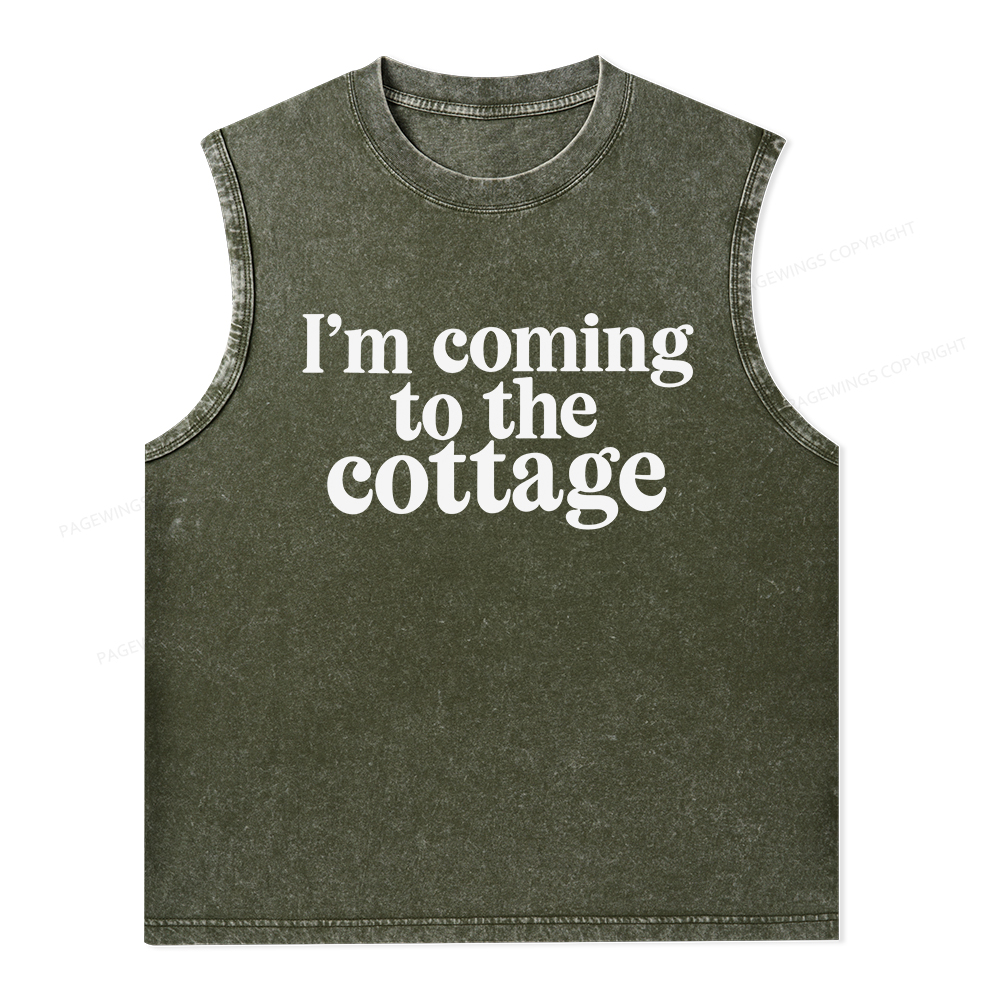 Pagewings I'm Coming To The Cottage Unisex Washed Tank Top