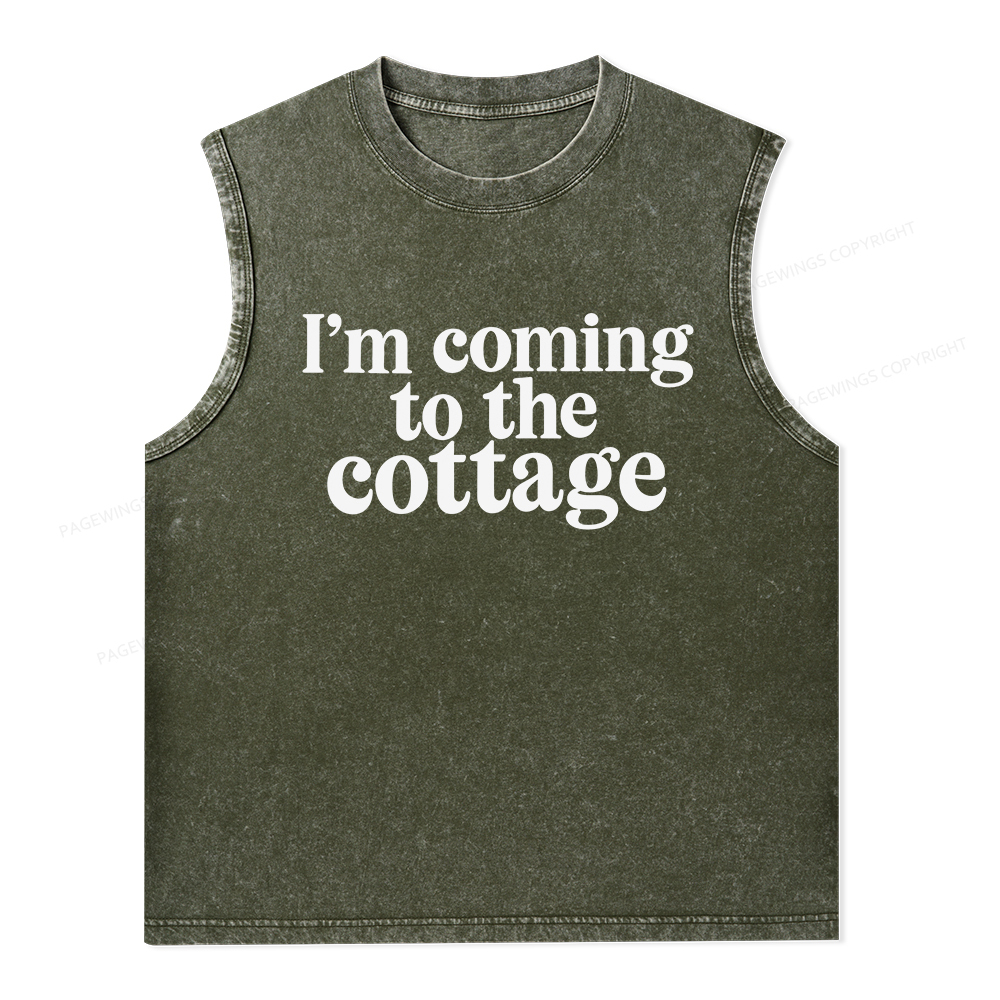 Pagewings I'm Coming To The Cottage Unisex Washed Tank Top
