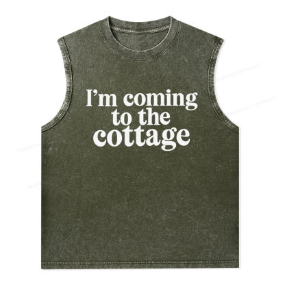 Pagewings I'm Coming To The Cottage Unisex Washed Tank Top
