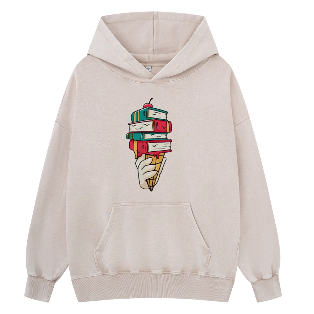 Pagewings Book Ice Cream Unisex Washed Hoodie