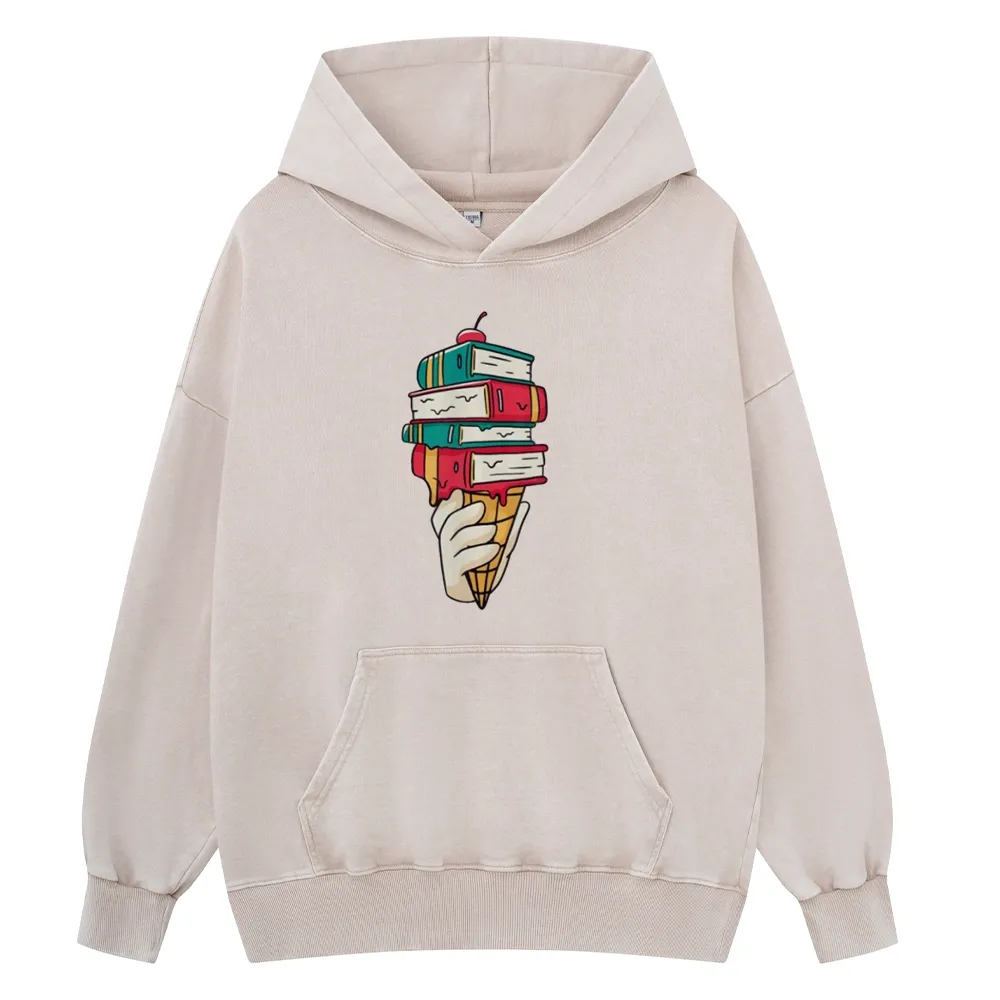 Pagewings Book Ice Cream Unisex Washed Hoodie