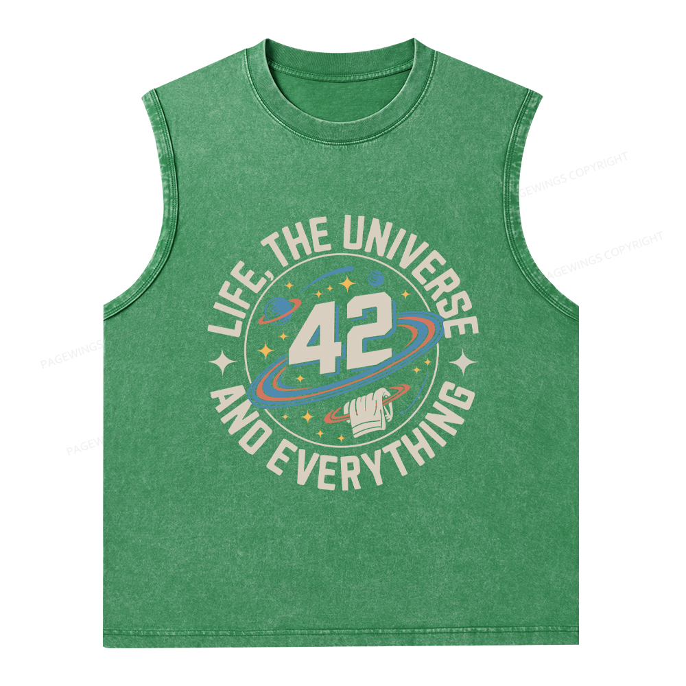 Pagewings Life The Universe And Everything Unisex Washed Tank Top