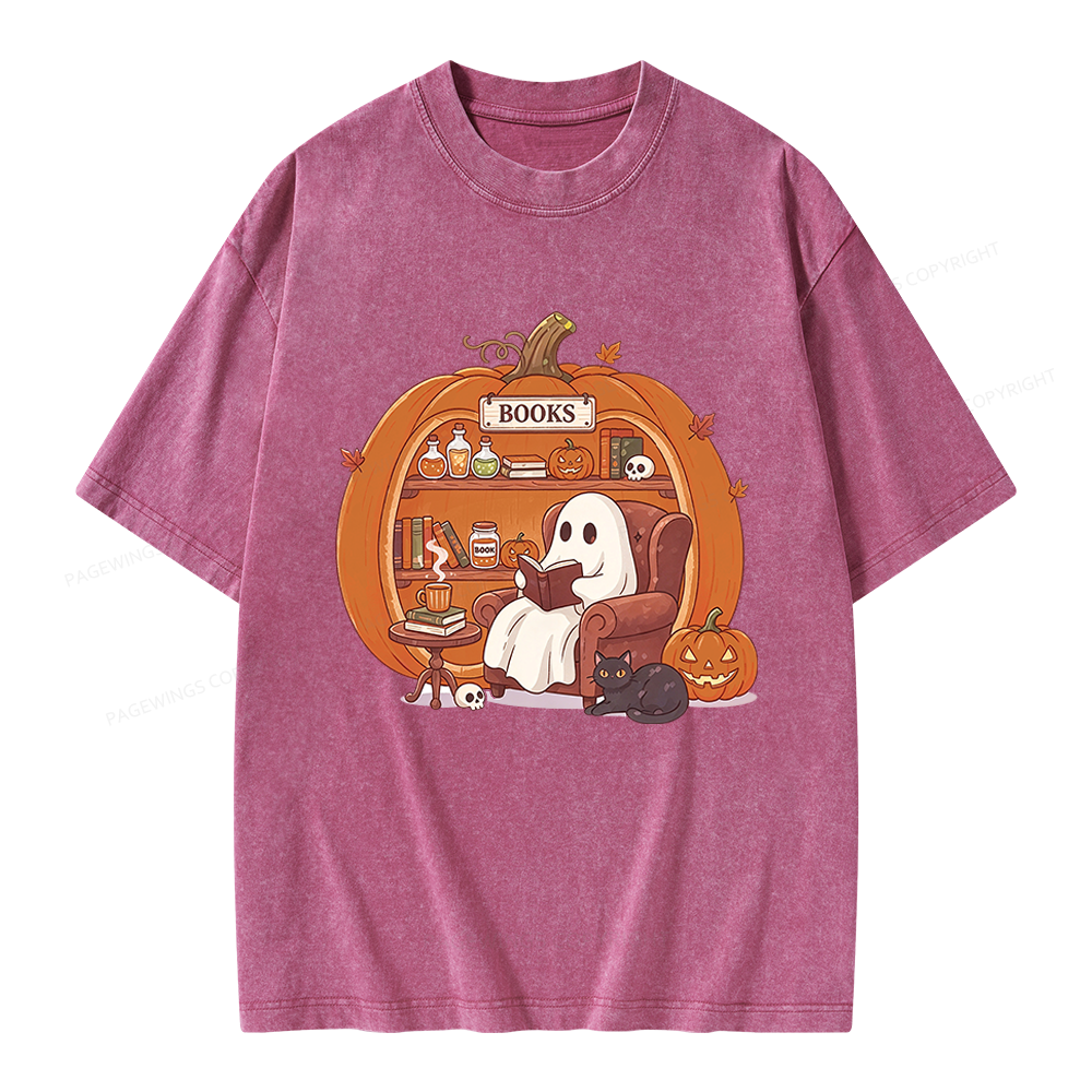 Pagewings Reading Ghost Unisex Washed T-shirt