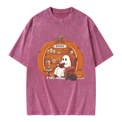 Pagewings Reading Ghost Unisex Washed T-shirt