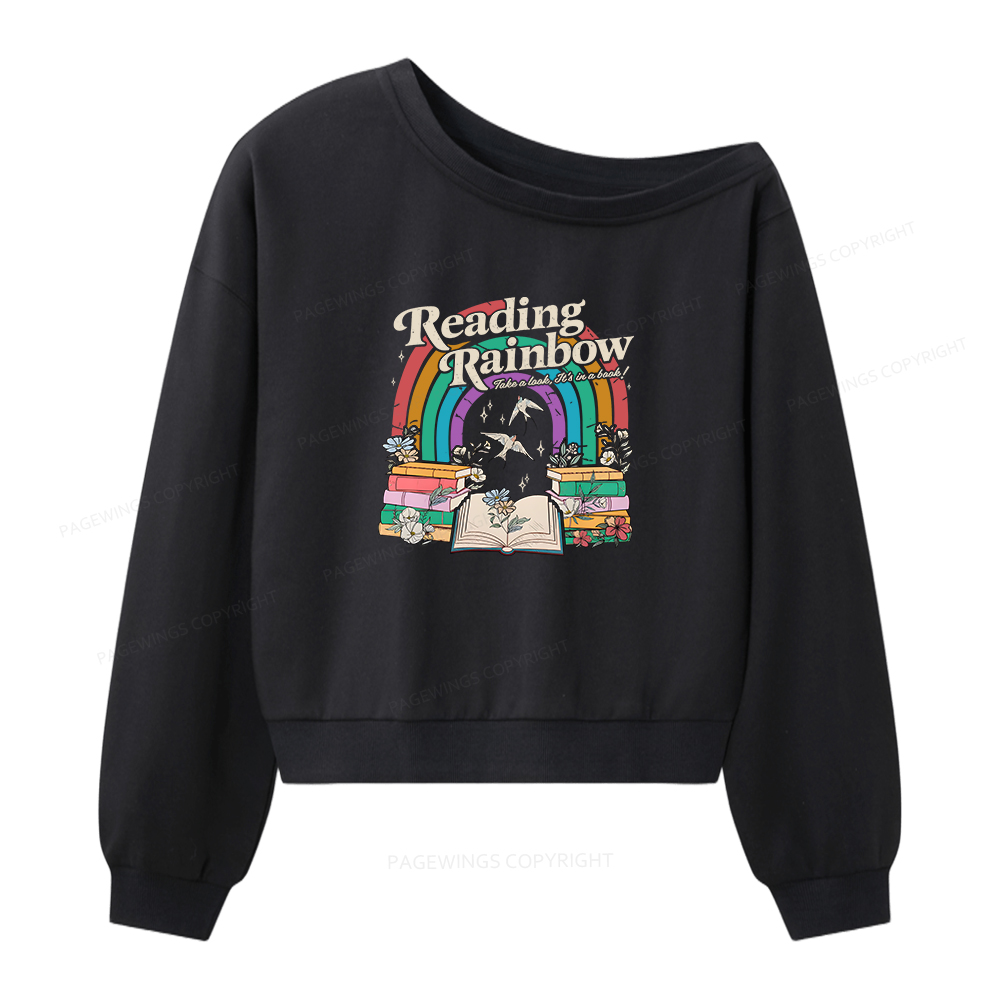 Pagewings Take a Look It's In a Book Women Off Shoulder Sweatshirt