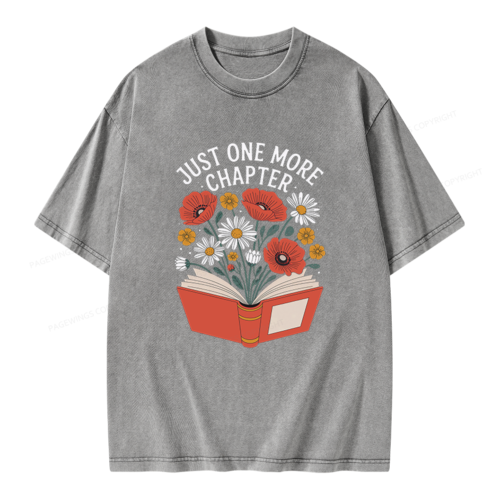 Pagewings Just One More Chapter Floral Book Unisex Washed T-shirt