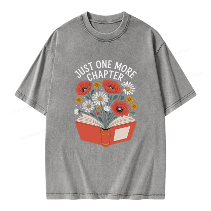 Pagewings Just One More Chapter Floral Book Unisex Washed T-shirt
