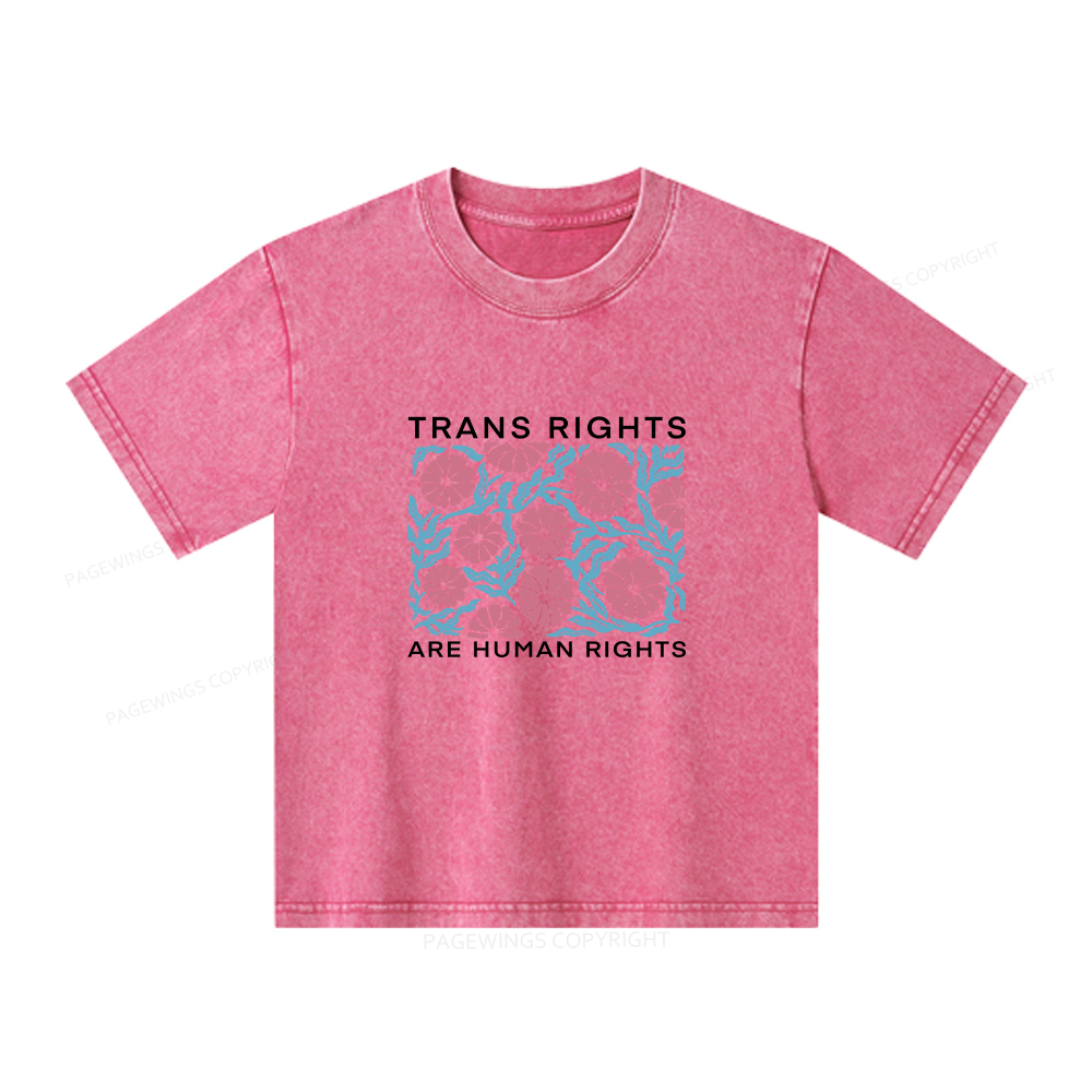 Pagewings Trans Rights Are Human Rights Unisex Kids Washed T-shirt