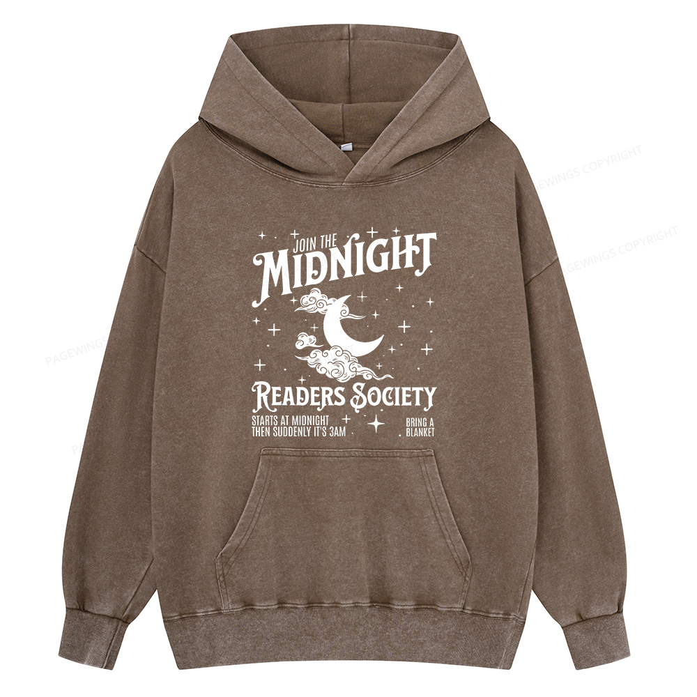 Pagewings Late Night Readers Book Club Unisex Washed Hoodie